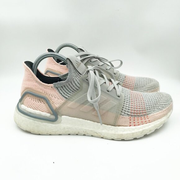 ADIDAS Ultra Boost 19 Gray Pink Athletic Running Trainers Sneakers Womens 9.5 - Picture 3 of 10